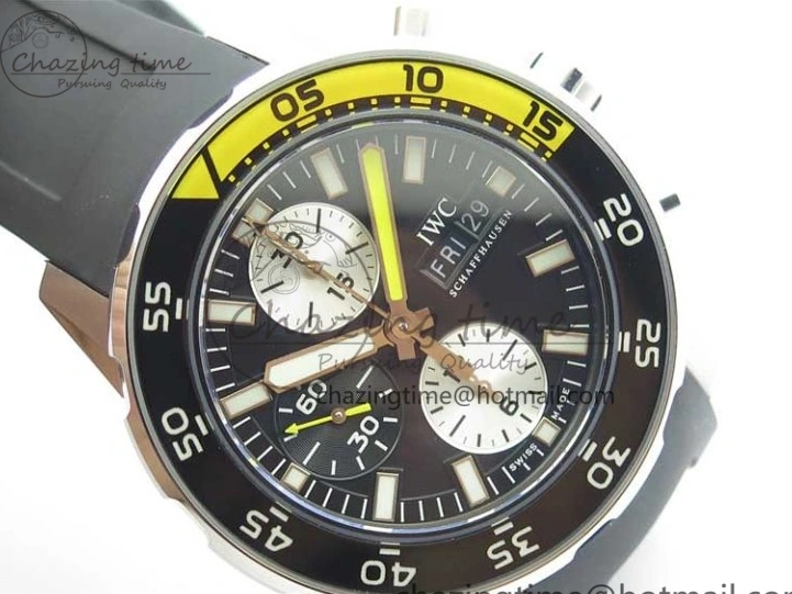 MIROTIME 0117 Aquatimer Chrono IW376702 SS BLS 1:1 Best Edition Black Dial on Black Rubber Strap A WellDesigned 7105